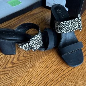 Vici Black and White Patterned Heels